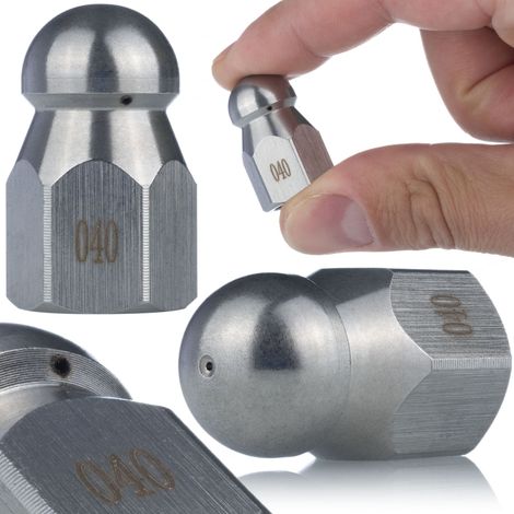 Ugello di Pulizia 040 1+3 – Compatibile con Idropulitrici G1/4F  Acciaio Inox, 4 Fori, 350 Bar  Per Sbloccare Tubi e Rimuovere Ghiaccio