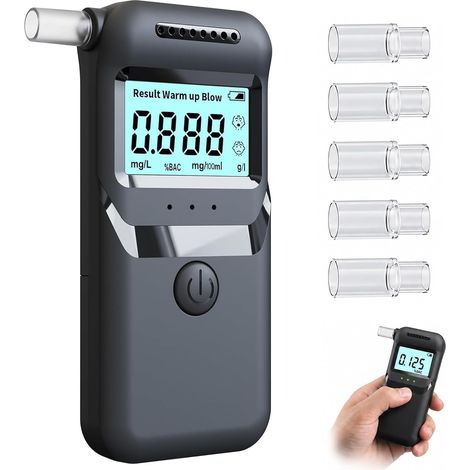 Éthylotest Électronique avec Écran LCD Numérique 5 Embouchure Réutilisables pour Usage Domestique Portable pour Voiture Fêtes (1/5)