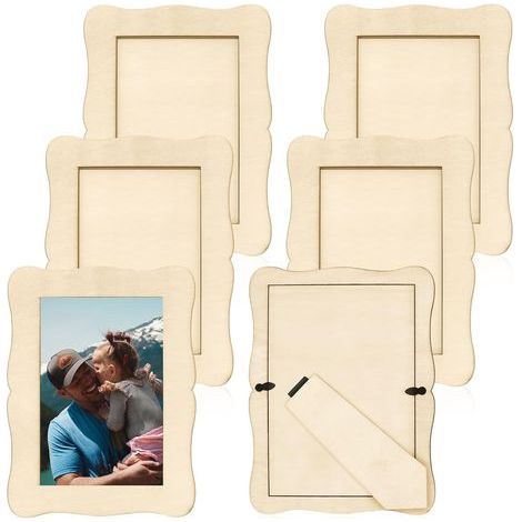 Set mit 6 unbehandelten Holzbilderrahmen, 10 x 15 cm – rechteckiger Rahmen – DIY-Partydekoration (1/5)