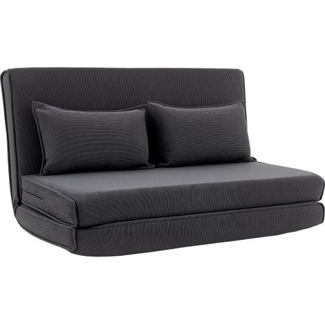 Sillón de suelo con respaldo, sofá plegable de corduroy como cama para invitados, respaldo ajustable, asiento ancho, gris oscuro (1/5)
