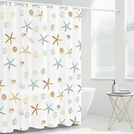 ZOLGINAH Rideau de Douche 180x180cm, 【Liquidation d'automne】 Rideau de Douche PEVA Imperméable et Anti-moisissure, avec 12 Anneaux de Rideaux, Motif étoile de【Offre spéciale à durée limitée】 (1/5)