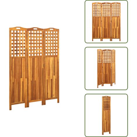 Acacia - vidaXL Biombo de 3 paneles madera maciza de acacia 121x2x170 cm - Madera maciza