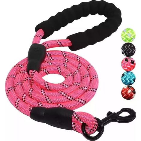 Laisse pour chien,Laisse pour chien robuste avec poignée rembourrée confortable(rose, 1,2 m) (1/5)