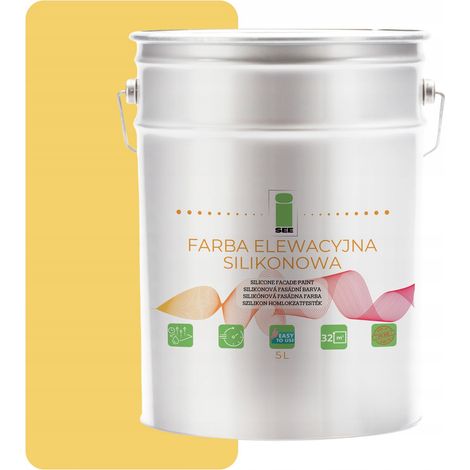Peinture silicone pour façade jaune citron 5L + anti-algues (1/5)