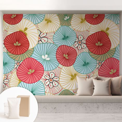 Tapete Vliestapete mit Kleber - Wanddekoration Wohnzimmer - Tapete Schlafzimmer Blumenmuster 208x146 cm (1/5)