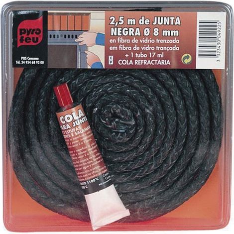 FPLUS junta puerta chimenea 10 mm , Cordon negro de fibra de vidrio
Longitud: 2,50 m
Diámetro: 10 mm
Es recomendable sustituir la junta cada año para mantener el rendimiento de sel