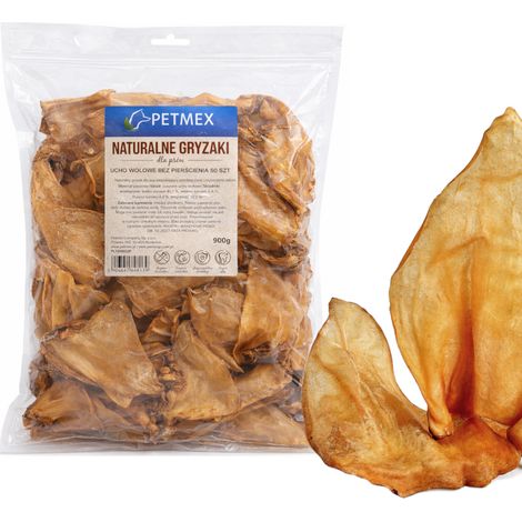 Friandises naturelles pour chiens à mâcher, oreilles de bœuf sans anneau, Petmex, 50 pièces. (1/3)