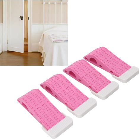 Set mit 4 pinkfarbenen, rutschfesten und sicheren Türstoppern aus Gummi für optimale Befestigung. (1/5)