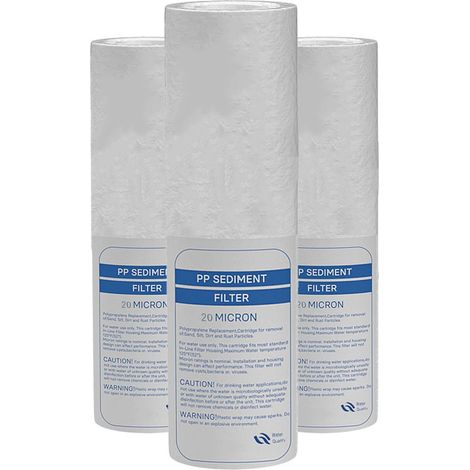 Desineo – Lot de 3 cartouches anti-sédiment 20 microns pour porte filtre 9-3/4 – Filtration précise pour eau claire – Remplacement tous les 6 mois