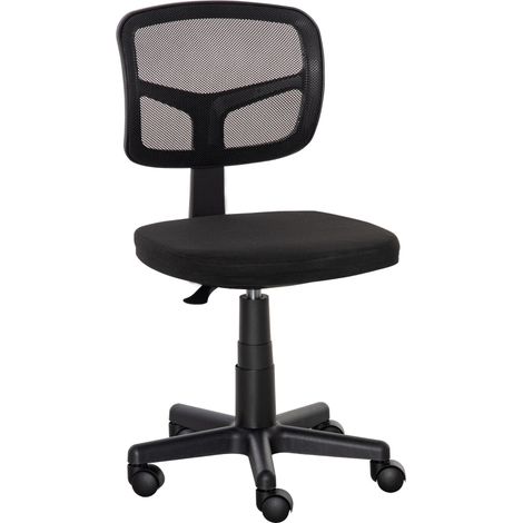 Silla de oficina ergonómica, altura regulable, asiento de malla, giratoria, negro (1/5)