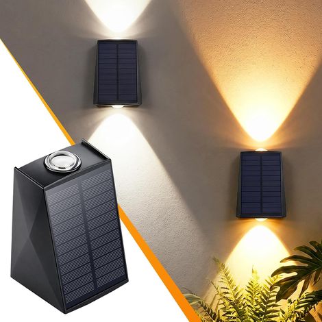 Lampe Solaire Exterieur Jardin, 1 Pièces Applique Murale Solaire avce Haut & Bas Spot Lumiere Étanche, 2 Températures de Couleur Murale Luminaire Exterieur pour Patio Terrasse Clôture (1/5)