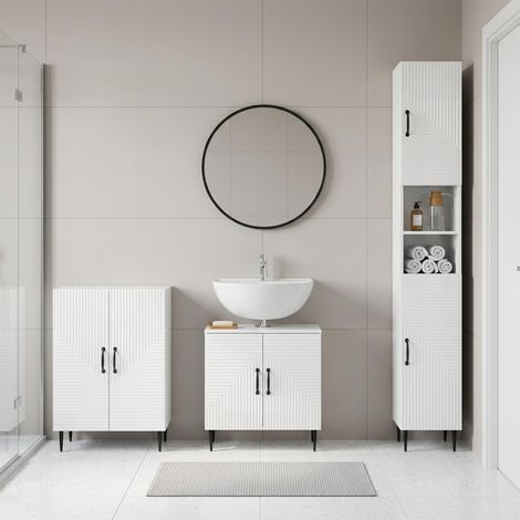 vidaXL Juego de armarios de baño de 3 piezas HAARLEM Blanco Brillante (1/5)