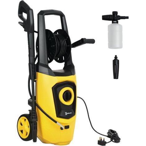 1800W Portable Power Washer delivers 150 Bar pressure and 510 L/h flow rate. Ideal for cleaning cars, gardens, and furniture. (1/5)