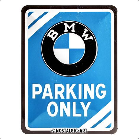 Nostalgic-Art Targa retrò, 15 x 20 cm, Official License Product (OLP), BMW – Parking Only Blue – Idee regalo per amanti BMW, in metallo, design vintage (1/5)