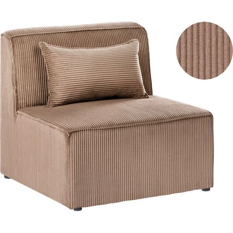 Canapé Moderne en Velours Côtelé Modulable 1 Place Beige Sable Lemvig (1/5)