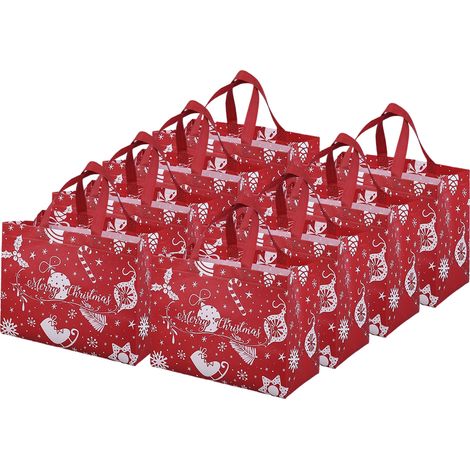 Sac Cadeau De Noël - Sac Tote En Tissu Non Tissé - 32 5 X 25 X 17 Cm - 8 Pièces (1/5)