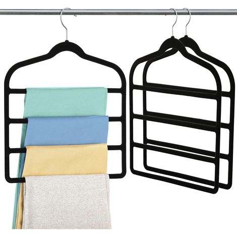 (Lot de 3) Cintres en velours pour pantalons, gain de place, antidérapants, adaptés aux shorts, jeans et foulards. (1/5)