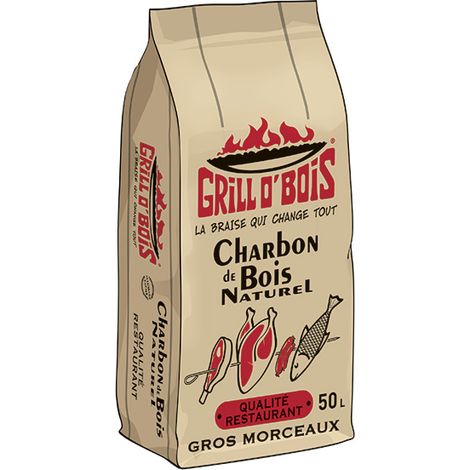 Charbon de bois 50L pour barbecue – Combustion longue durée – Allumage rapide – Qualité restaurant – La Forestiere Du Nord