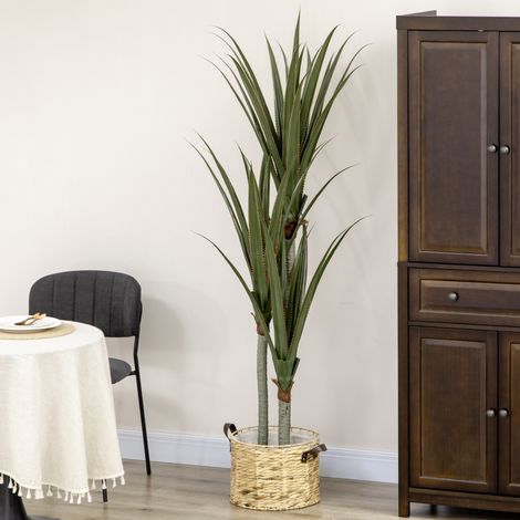 Yucca synthétique 190 cm, 39 branches, pot PEVA-ciment, plante d'intérieur réaliste pour déco maison. (1/5)