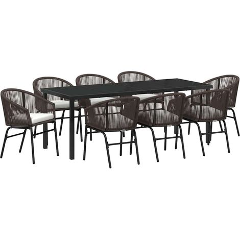 Maison Exclusive - Set da Pranzo per Giardino 9 pcs Marrone