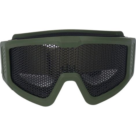 Atmungsaktive, stoßfeste Schutzbrille mit strukturiertem Metallgewebe, wind- und sanddicht für Outdoor-Spieler von CS-Militärspielen, Grün - Crezuo