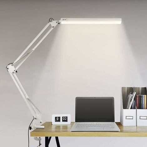 Lampe de Bureau LED, Lampe de Table Architecte Pliable avec Pince, 10 Niveaux de Luminosité X 3 Modes de Couleur, Lampe de table Réglable, Protection des Yeux, 5V/2A CE Adaptateur Incluse (1/5)