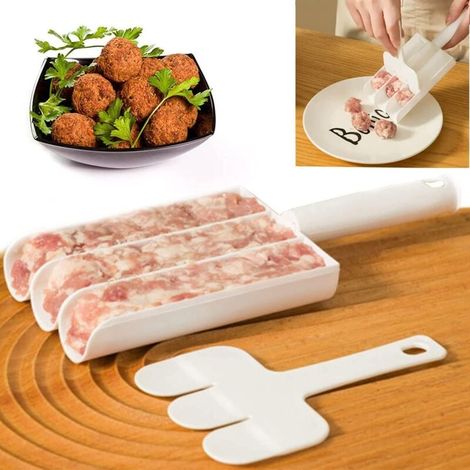 UlisemMachine à boulettes de viande triple, pelle à boulettes de viande avec spatule coupante (1 pièce) (1/4)