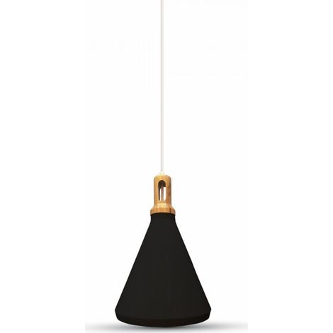 Portalampada Pendente 1MT E27 Elegant Stylish Ф250mm - Mod. VT-7525 SKU 3762 - Legno Nero (1/5)