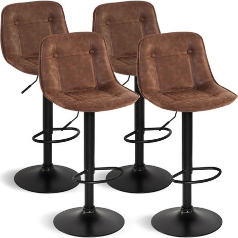 Lot de 4 tabourets de bar vintage IDMARTKET DENVER - Marron