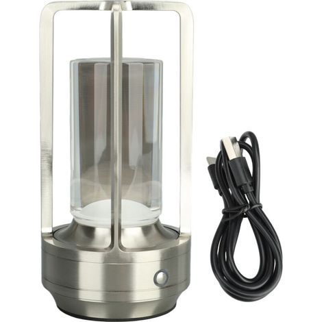 Lampe de Table sans fil 3 couleurs, variateur LED en continu, lampe tactile Rechargeable, lampe de chevet, lampe de chevet, argent (1/5)