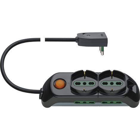 Vimar FP00521.L Presa multipla 2P+T 16A 250V, 2 uscite SICURY standard italiano, 4 uscite SICURY standard italiano tipo P17/11, interruttore luminoso, cavo da 3 m (3G1,5), spina orientabile
