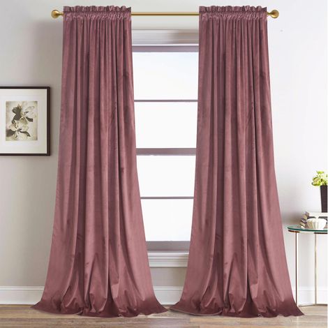 Rideaux de fenêtre occultants en velours pour chambre à coucher, isolation thermique, pour salon/chambre d'enfant, 132,1 x 160 cm (l x L), 2 panneaux/passe-tringle, porte rideau (1/5)