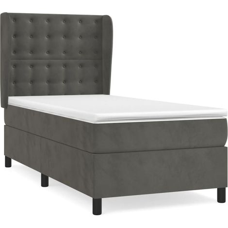 Maison Exclusive - Giroletto a Molle con Materasso Grigio Scuro 90x190 cm Velluto
