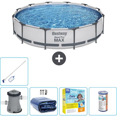 Piscine Bestway Ronde Steel Pro MAX - 366 x 76 cm - Grise - Comprend des Accessoires CB20 (1/5)