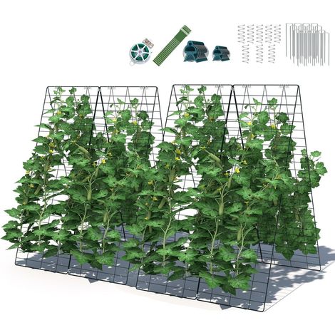 2-Piece Green Cucumber Garden Trellis A-Frame Grow Support for Climbing Plant