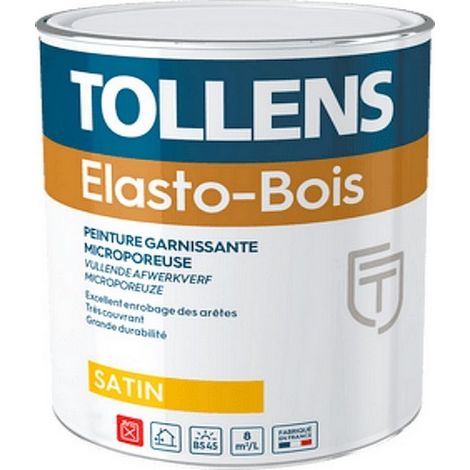 Peinture TOLLENS professionnelle Elasto bois Satin  Choix de couleur: Couleur - Conditionnement: 10 Litres