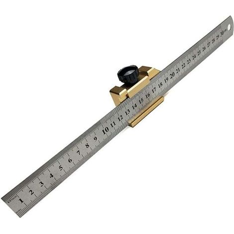 Jauge de marquage 30 cm, Trusquin à mortaise Règle de travail du bois avec bloc de positionnement