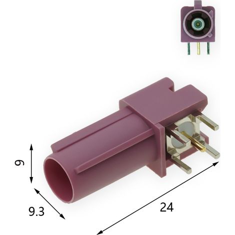 Fakra Langkörper-HF-Koaxialstecker Typ H, Fakra Steckerkopf, horizontaler C-Stecker für Leiterplattenlötplatine (1/3)