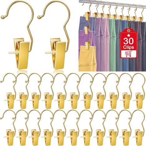 Porte-Bottes - Crochets À Pince En Acier Inoxydable Doré - Pour Pantalons Leggings Chaussettes Chapeaux Serviettes - 30 Pièces (1/5)