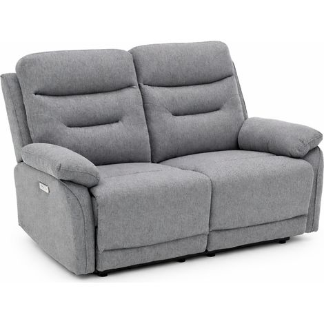 Divano "Andromeda" con doppio recliner elettrico e rivestimento in tessuto grigio per interno -2 posti (1/4)