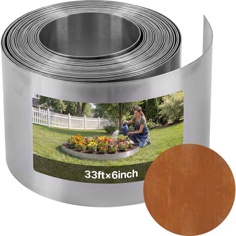 VEVOR Rasenkante Cortenstahl, 10 m x 15 cm Beeteinfassung inkl. Handschuhen, Metall Gartenpalisade, Mähkante, Beetumrandung zur Gartengestaltung, Beetbegrenzung für Blumenbeete & Gartenwege (1/5)