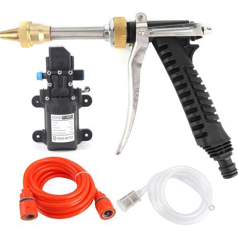 Tragbarer 12-V-Hochdruckreiniger, 130-PSI-Wasserpumpe, Schlauchset, 80 W, leistungsstarker Autoreiniger (1/5)