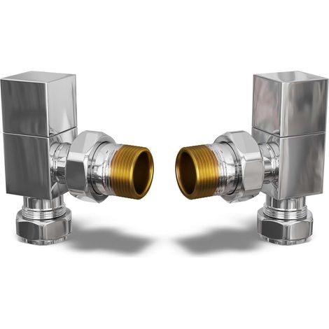 Square Chrome Radiator Valve Angled Polished 10mm