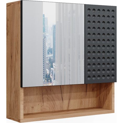 Mobile a specchio per il bagno Irma, Antracite puntinato, 54 x 55 cm, Vicco