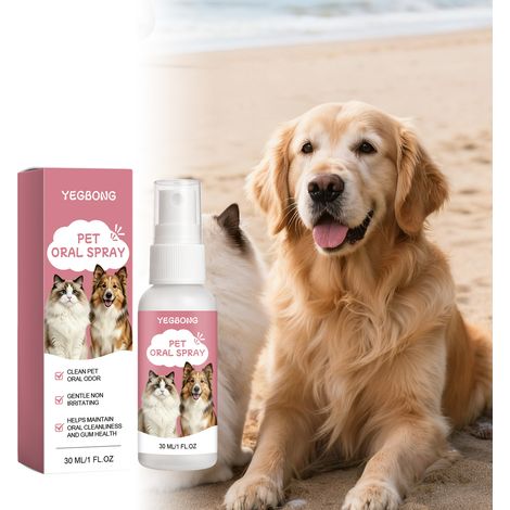 Spray buccal pour chats et chiens, rafraîchit l'haleine, nettoie la bouche et laisse un parfum agréable – 30 ml (1/5)