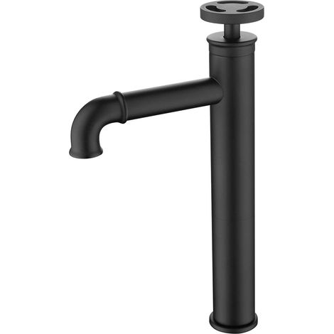Robinet Salle Bain Eau Froide Mitigeur lavabo Noir en Cuivre Durable Robinetterie Design Industriel pour Salle de Bain Volume d'eau réglable (1/5)