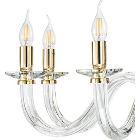 Lampada a sospensione RAVEL 3 luci in vetro lavorato a mano 60 cm ORO (1/2)