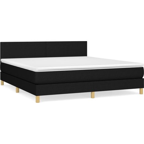 Lit à sommier tapissier avec matelas Noir 160x200 Tissu (1/5)