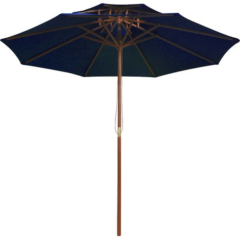Maison Exclusive - Sonnenschirm mit Doppeldach und Holz-Mast Blau (1/5)