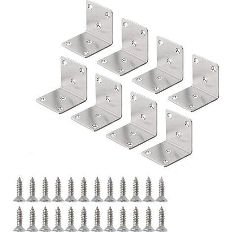 Equerre de Fixation en Acier Inox L, 40x40mm 90 Degrés Angle Droit Support Equerre Metal L Shaped Bracket Avec vis pour pour Rejoint la Fixation et Réparation Meubles,Fonepro,8Pcs Lefou (1/5)